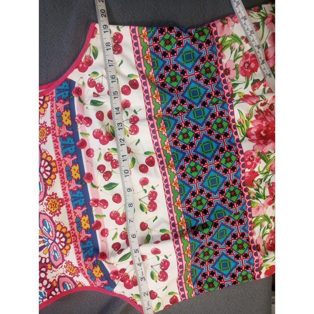 North style Summer Cherry Floral Sleeveless Shift Dress Womens Size 10 Pink Trim - Picture 10 of 10
